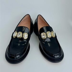 J.Crew Jeweled Spazzolato Leather Loafers